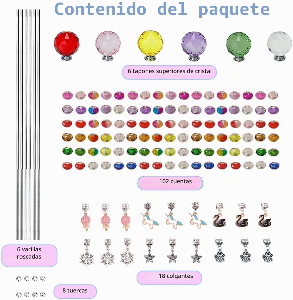 Kit 140 Pzas Estacas Jardín con Cuentas Varita de Hadas