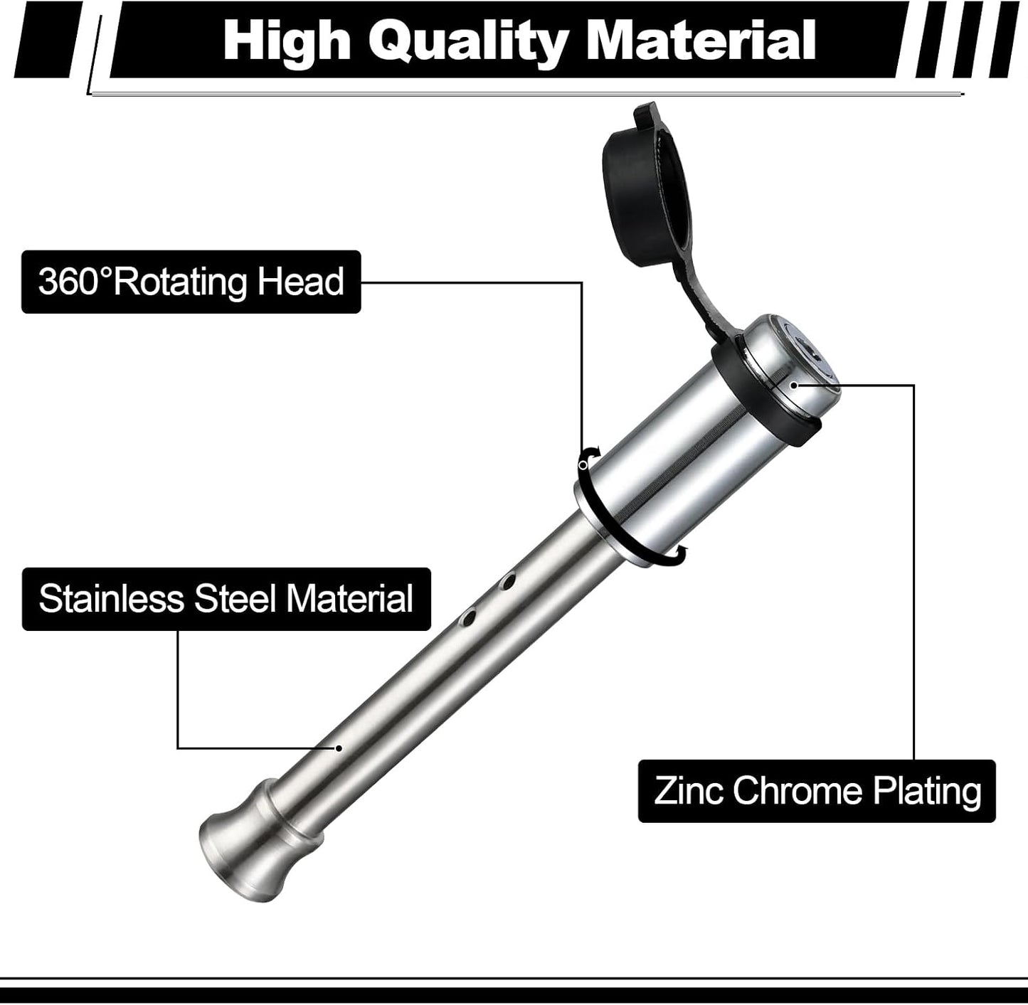 Cerradura remolque acero inox 5/8" con juntas goma set 1
