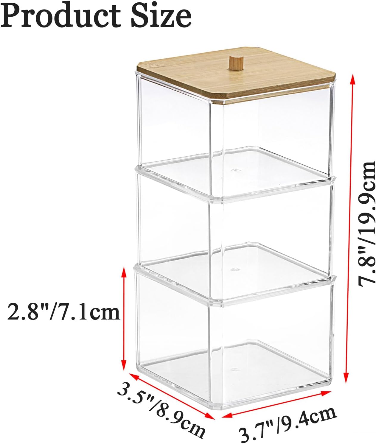 Organiz. hisopos acrílico 3 niveles 3.7x3.5x7.8"