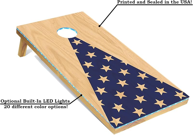 Set cornhole con bolsas maíz estuche transporte luces LED