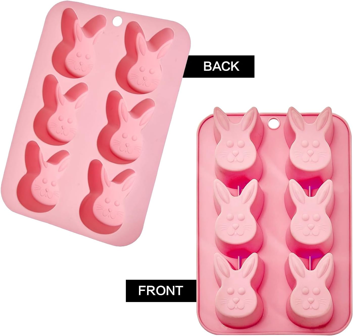 2 Moldes Silicona Conejo 3D para Hornear y Velas