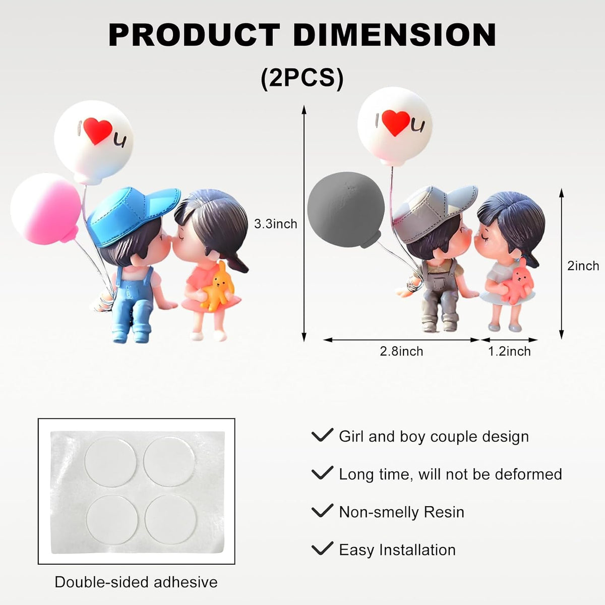 2 Pzas Decoraciones Resina Figuritas Pareja Besándose Coche