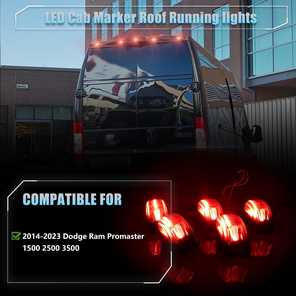 5 Pzas Luces Techo LED Ahumadas para Dodge RAM PROMASTER