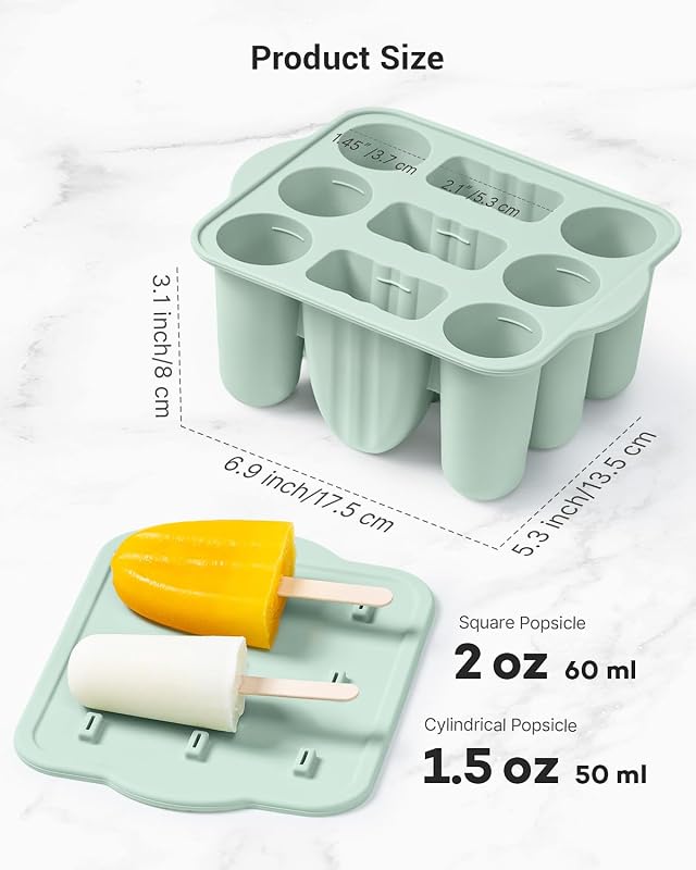 Moldes paletas 9 cavidades silicona sin BPA para niños verde