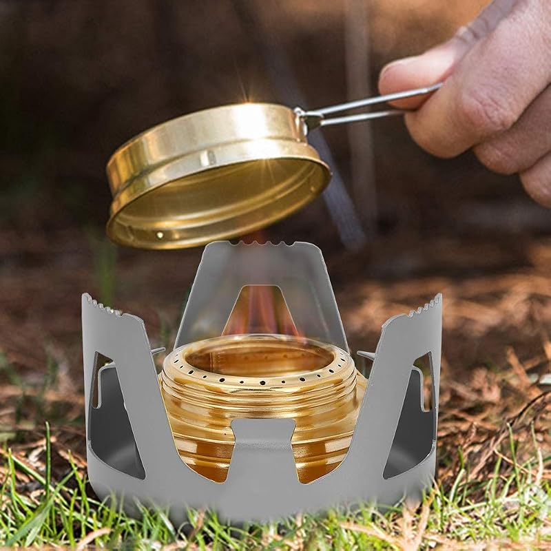 Mini estufa alcohol portátil con soporte y bolsa camping