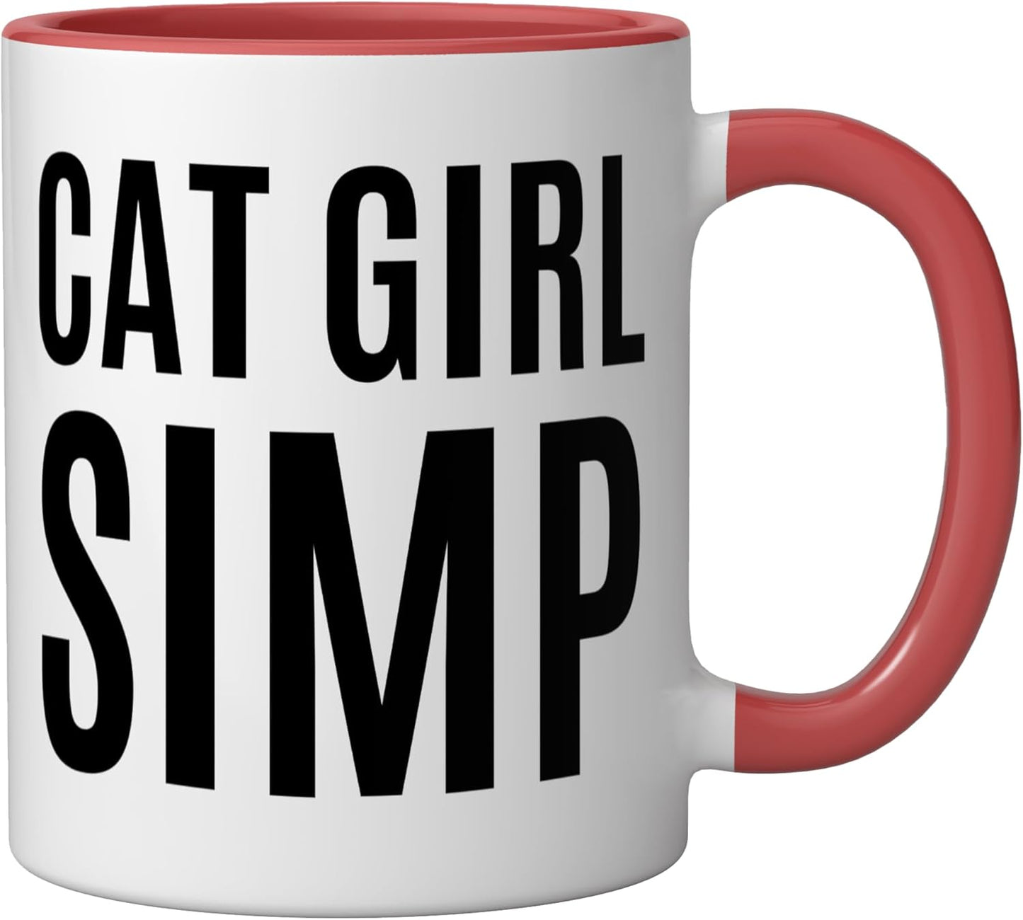 Taza Cerámica Anime Cat Girl Simp Kawaii Roja/Blanca