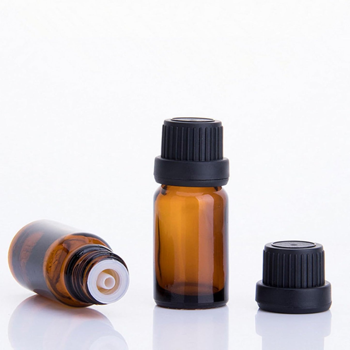 Set 50 frascos vidrio ámbar 0.3oz con tapa y reductor