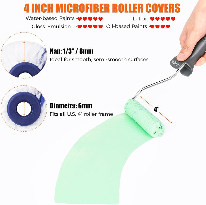Cubiertas rodillo pintura microfibra 10cm pack 100