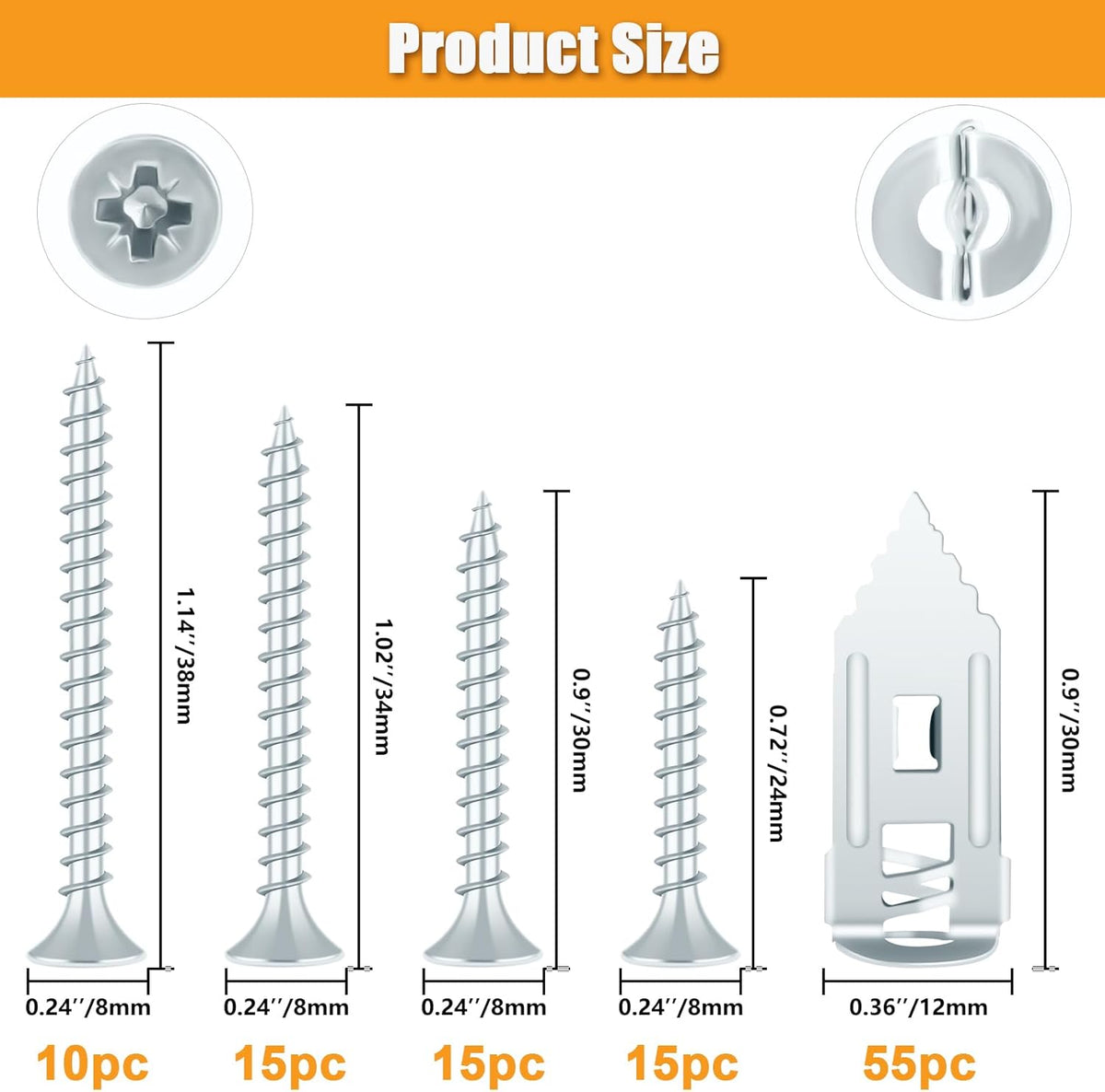 Kit 110 Pzas Anclajes Metal Autoperforables Pared Hueca