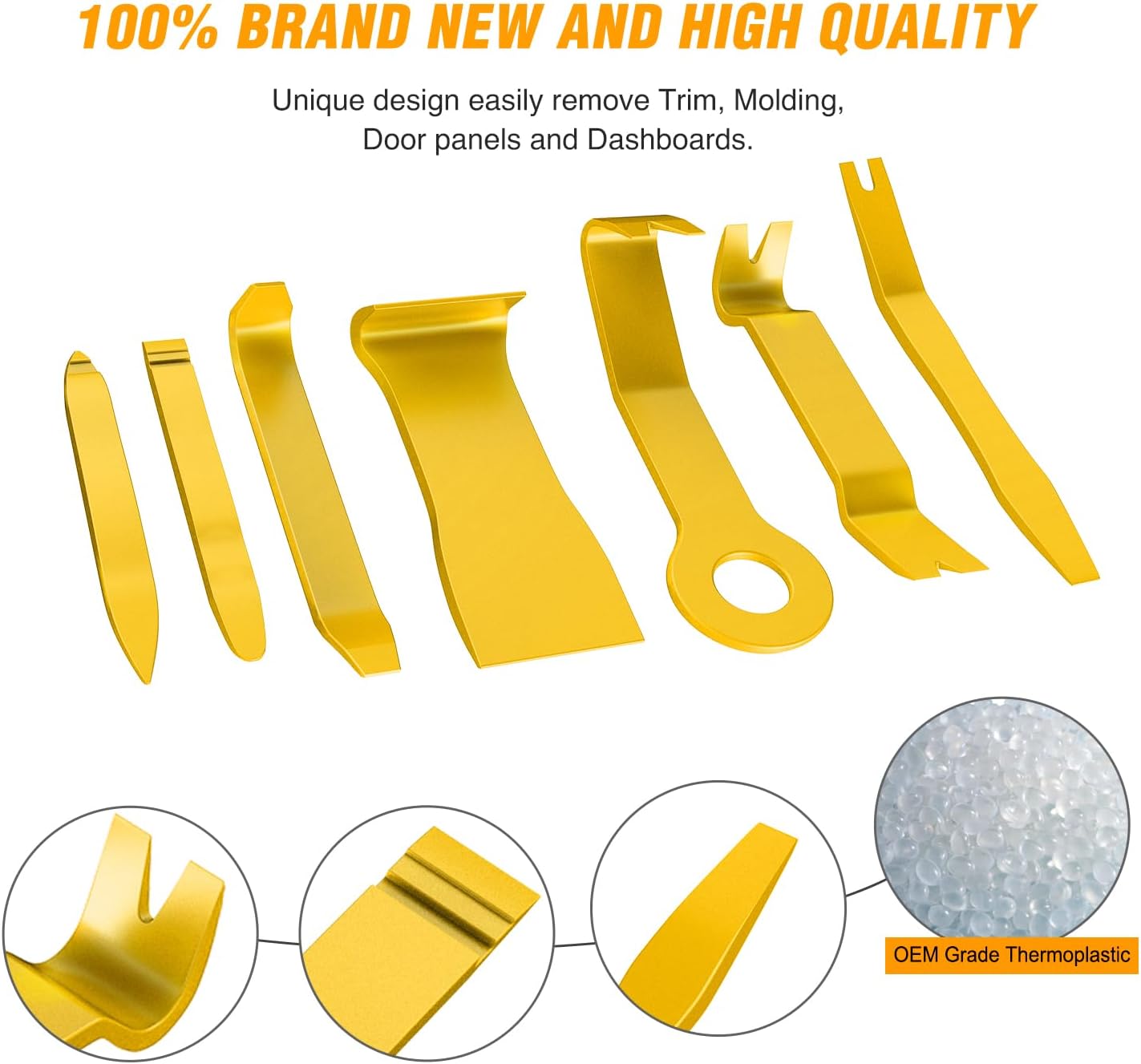 Kit 8 Pzas herramientas quitamolduras coche Amarillo