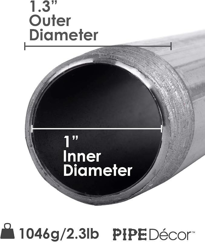 Tubo plomería acero negro 1x18" set 4 gris acero industrial