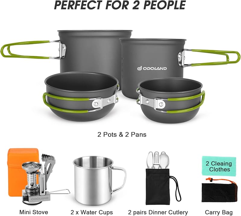 Kit utensilios cocina camping 16 pzas mini estufa 2 tazas