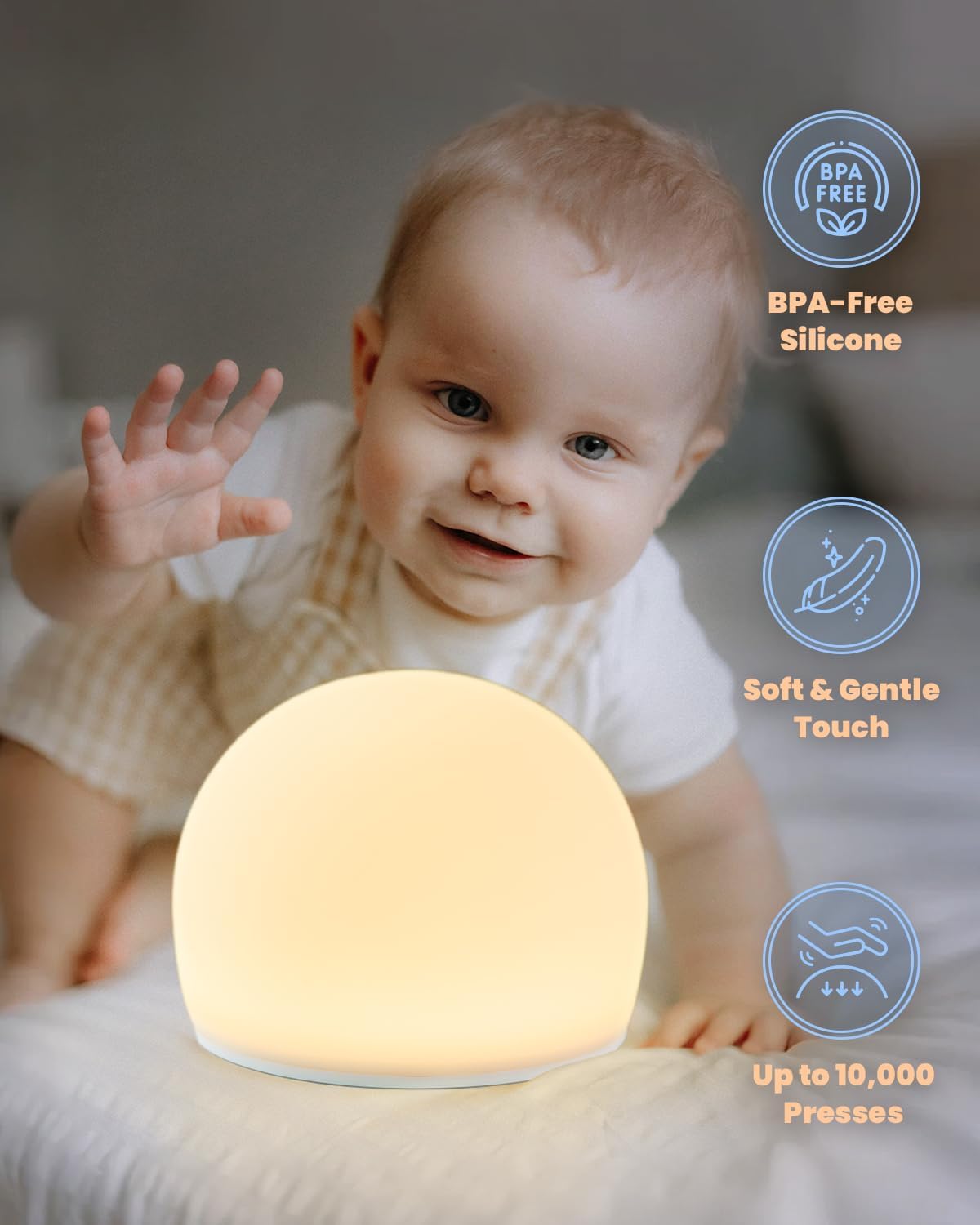 Luz nocturna para niños con 13 colores táctil ajustable