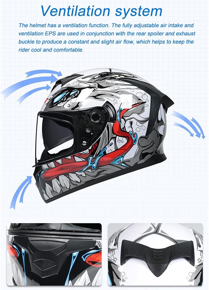 Casco motocicleta cara completa unisex aprobado DOT