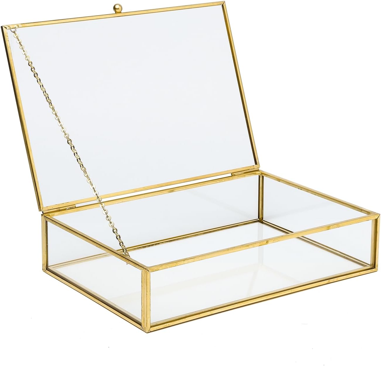 Caja vidrio vintage bisagras transparente para joyas