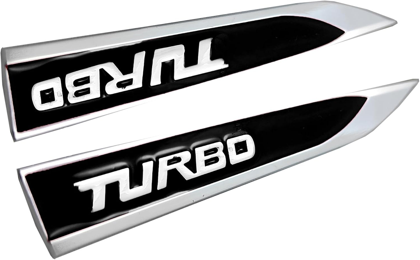 Emblema Turbo 3D Adhesivo Coche 2 Pzas Cromado Negro