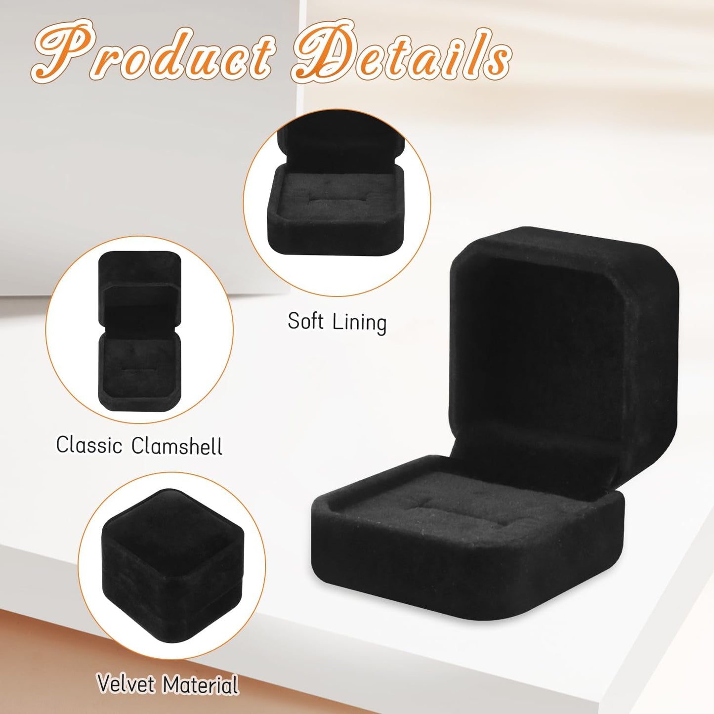 Set 12 cajas terciopelo para anillos 2.1x2"