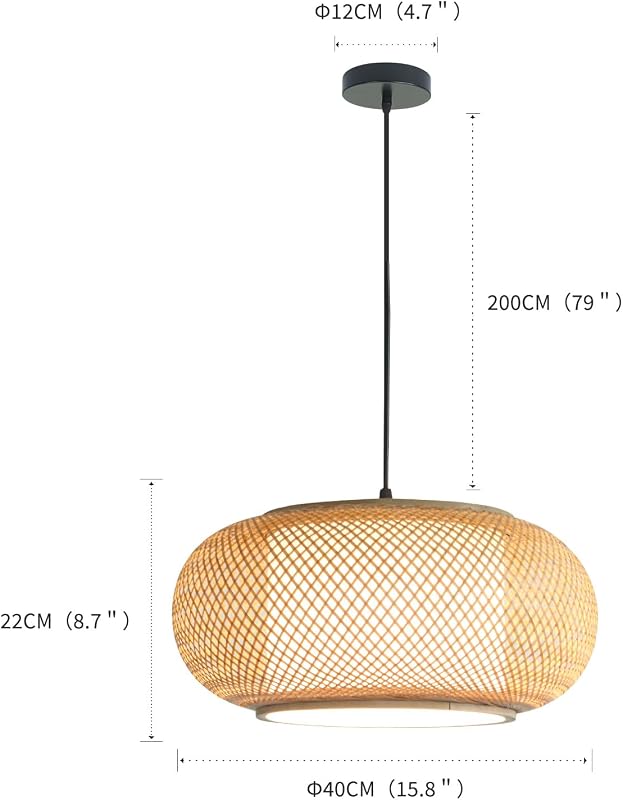 Lámpara colgante bambú estilo campestre bohemio para comedor