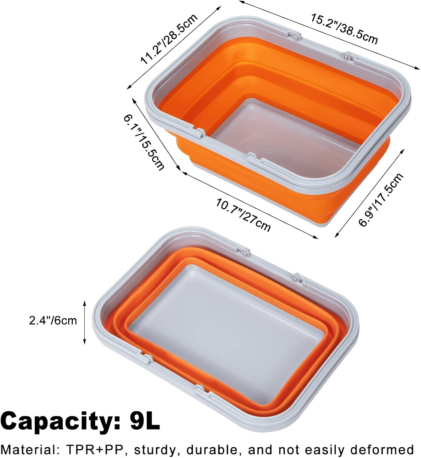 Fregadero plegable con toalla asa 9L para camping y hogar