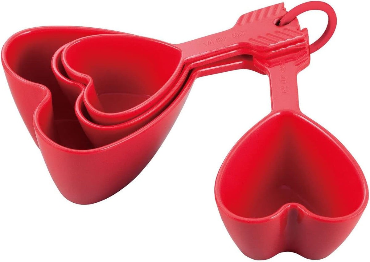Set 8 Tazas y Cucharas Medidoras Melamina Corazón