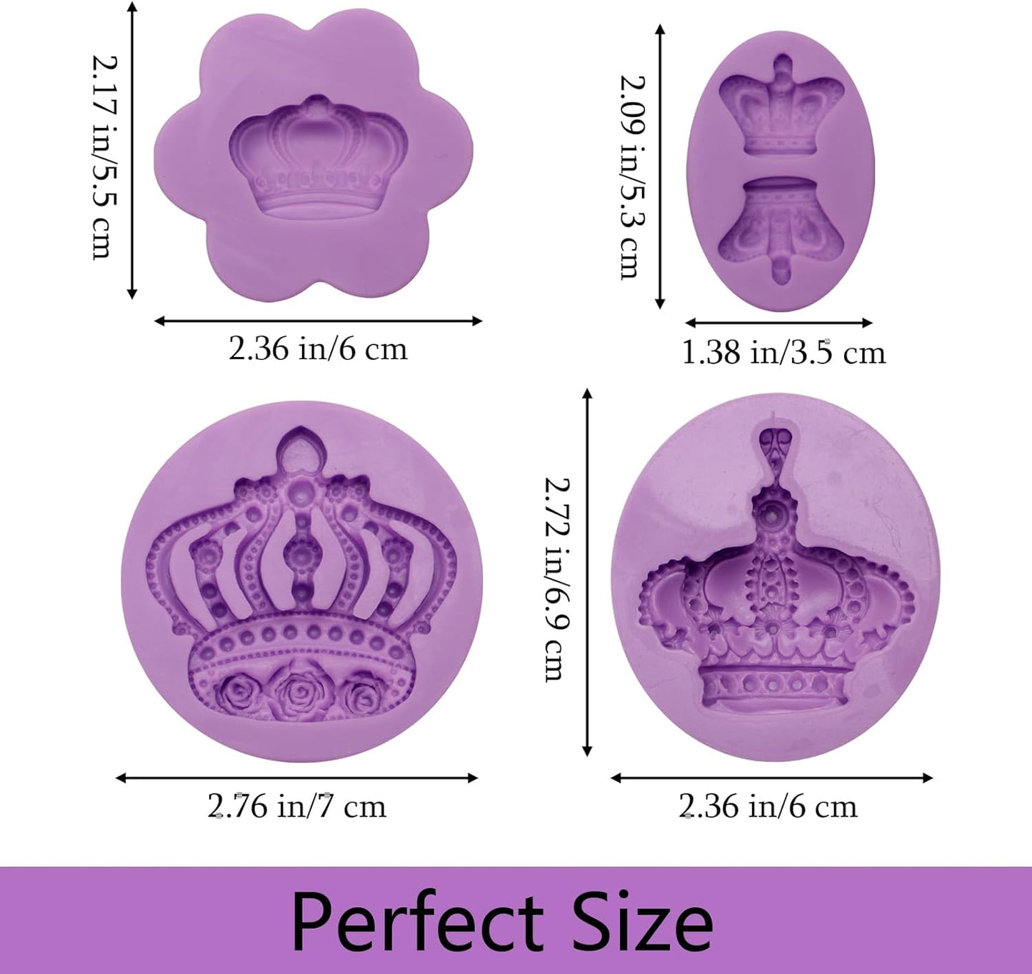 Moldes de silicona de corona de princesa para fondant y decoración de pasteles