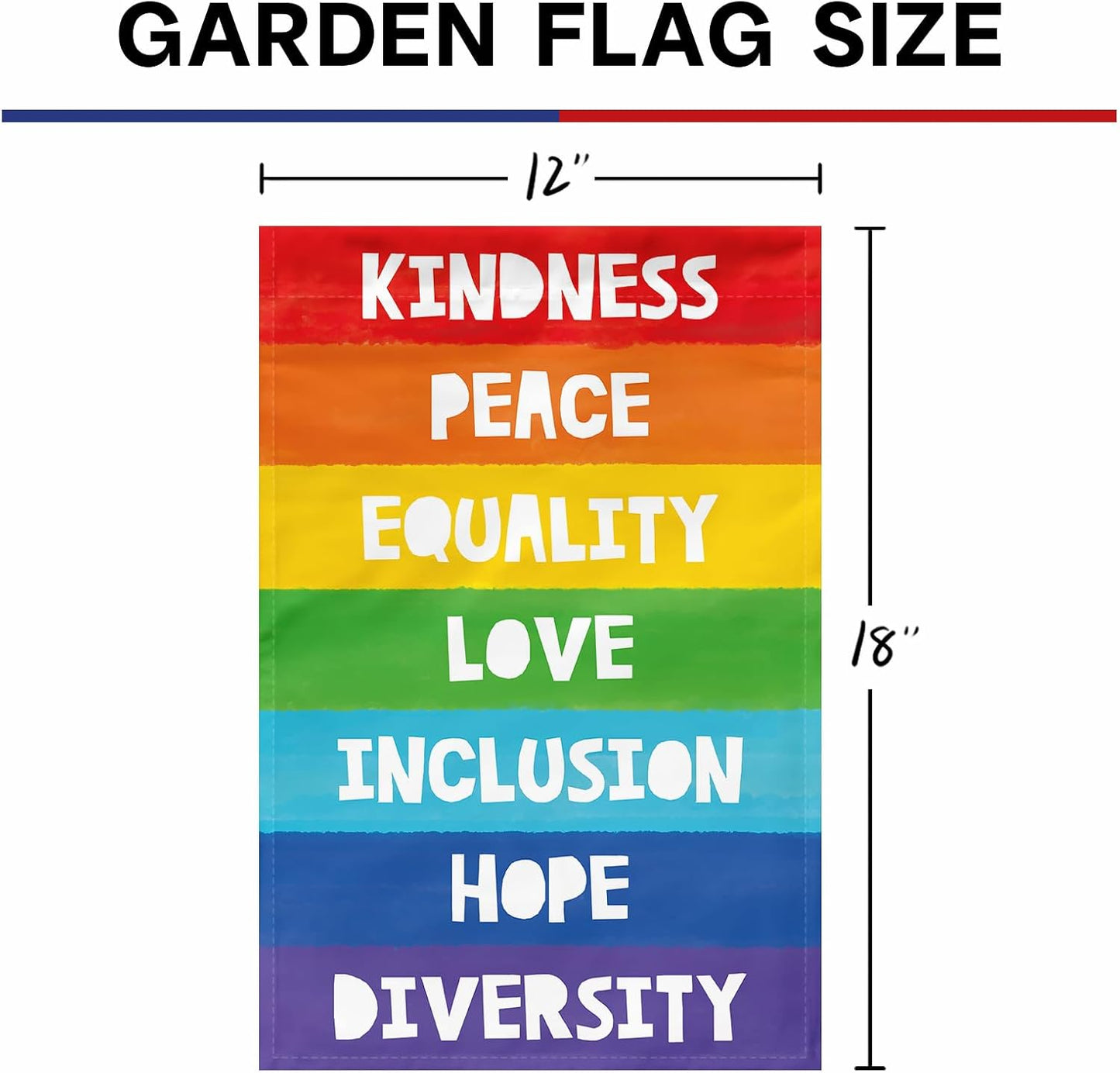 Bandera jardín arco iris 12x18pulg visible ambos lados