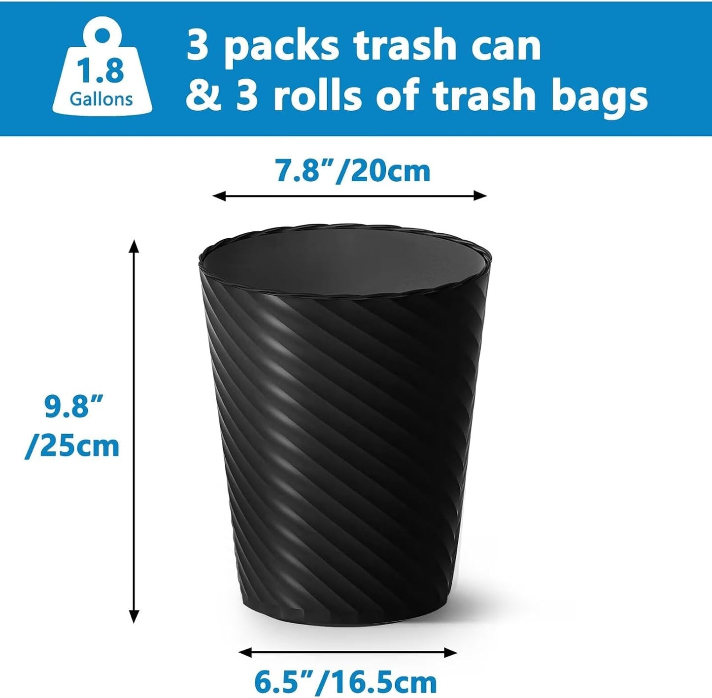 Basurero baño 1.8gal plástico 3 pzas con bolsas