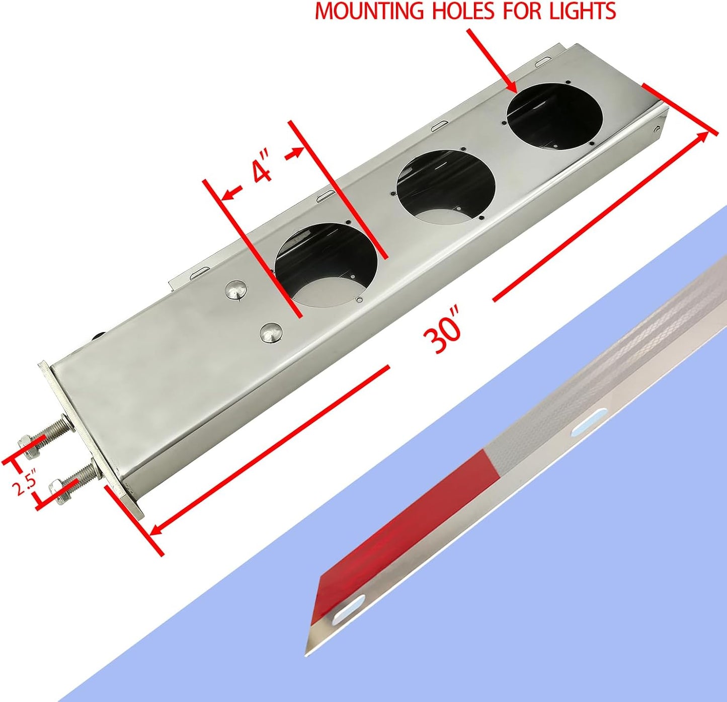 Soporte colgador tapa barro acero inox 30pulg