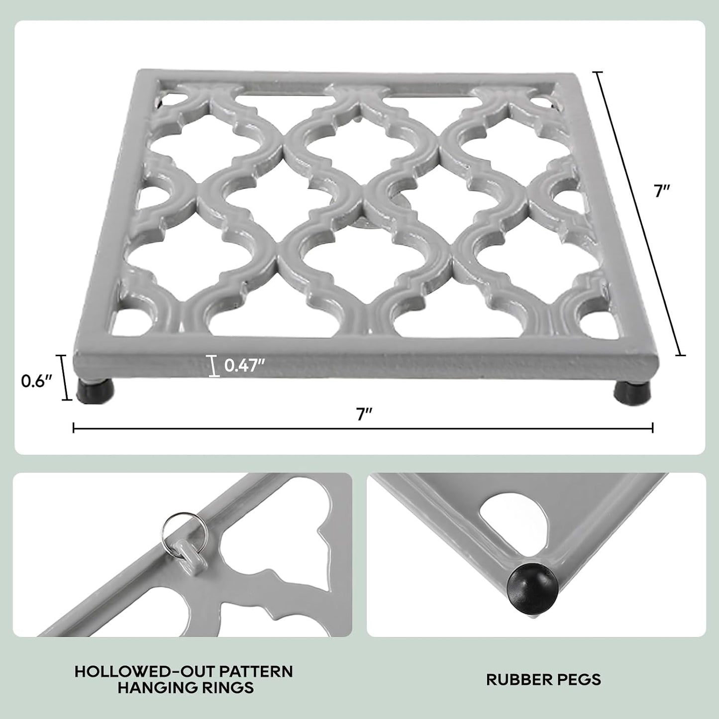 2 Tapetes Hierro Fundido Soporte Ollas Calor Resistente Gris