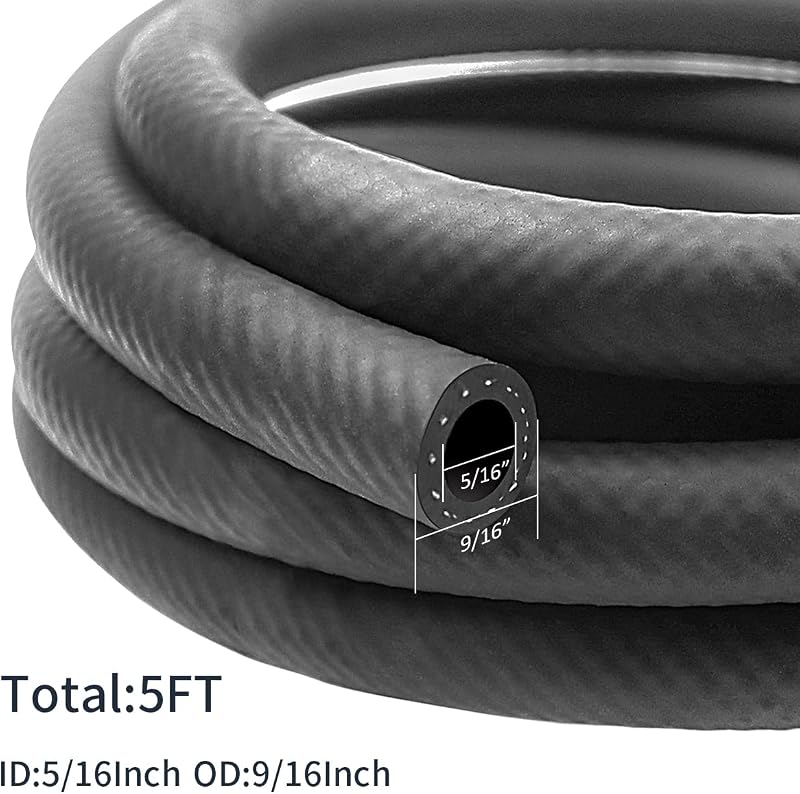 Manguera goma NBR 5/16pulg 5ft para motor pequeño negro