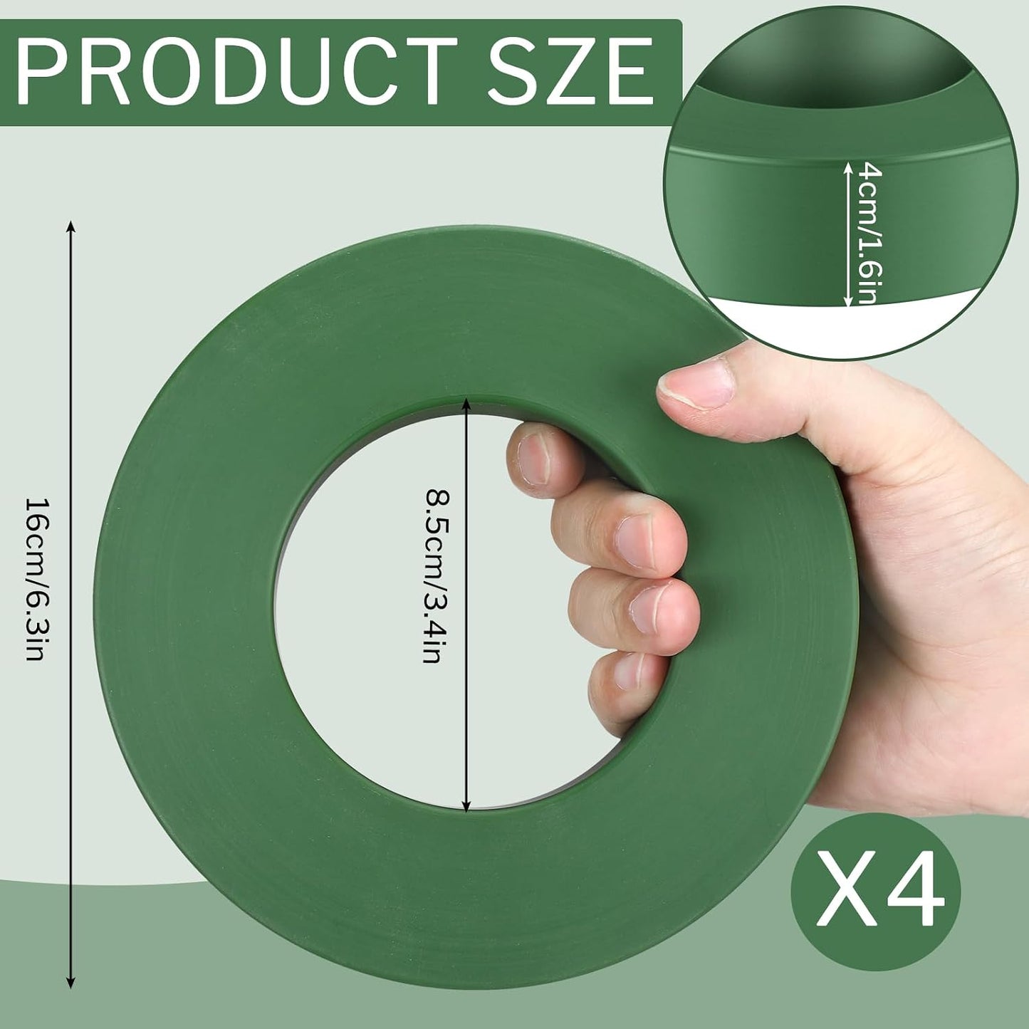 4 Pzas Protectores Dona 6.3pulg Anillos Nailon Verde