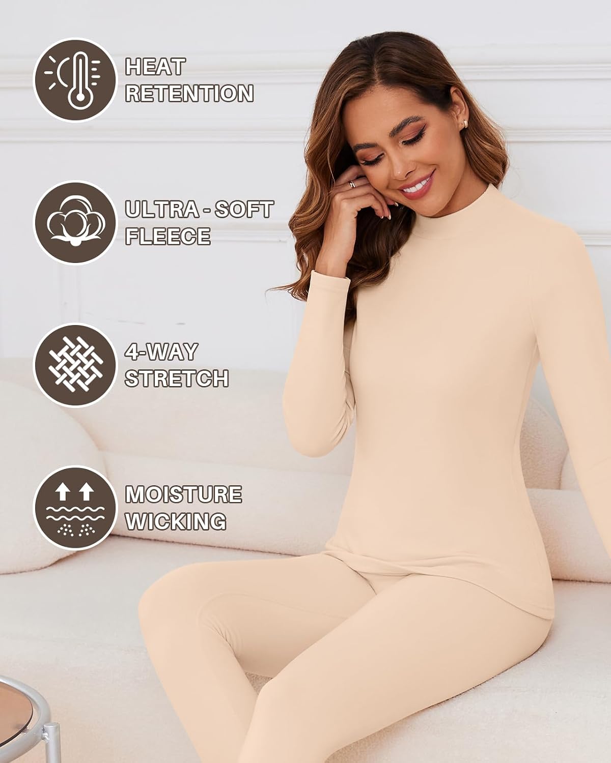 Conjunto ropa interior térmica mujer cuello alto