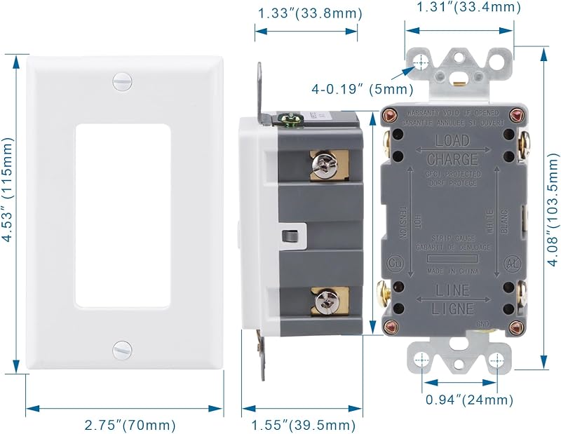 2 Pzas GFCI 20A Blanco con Luz Indicadora Salida Receptáculo