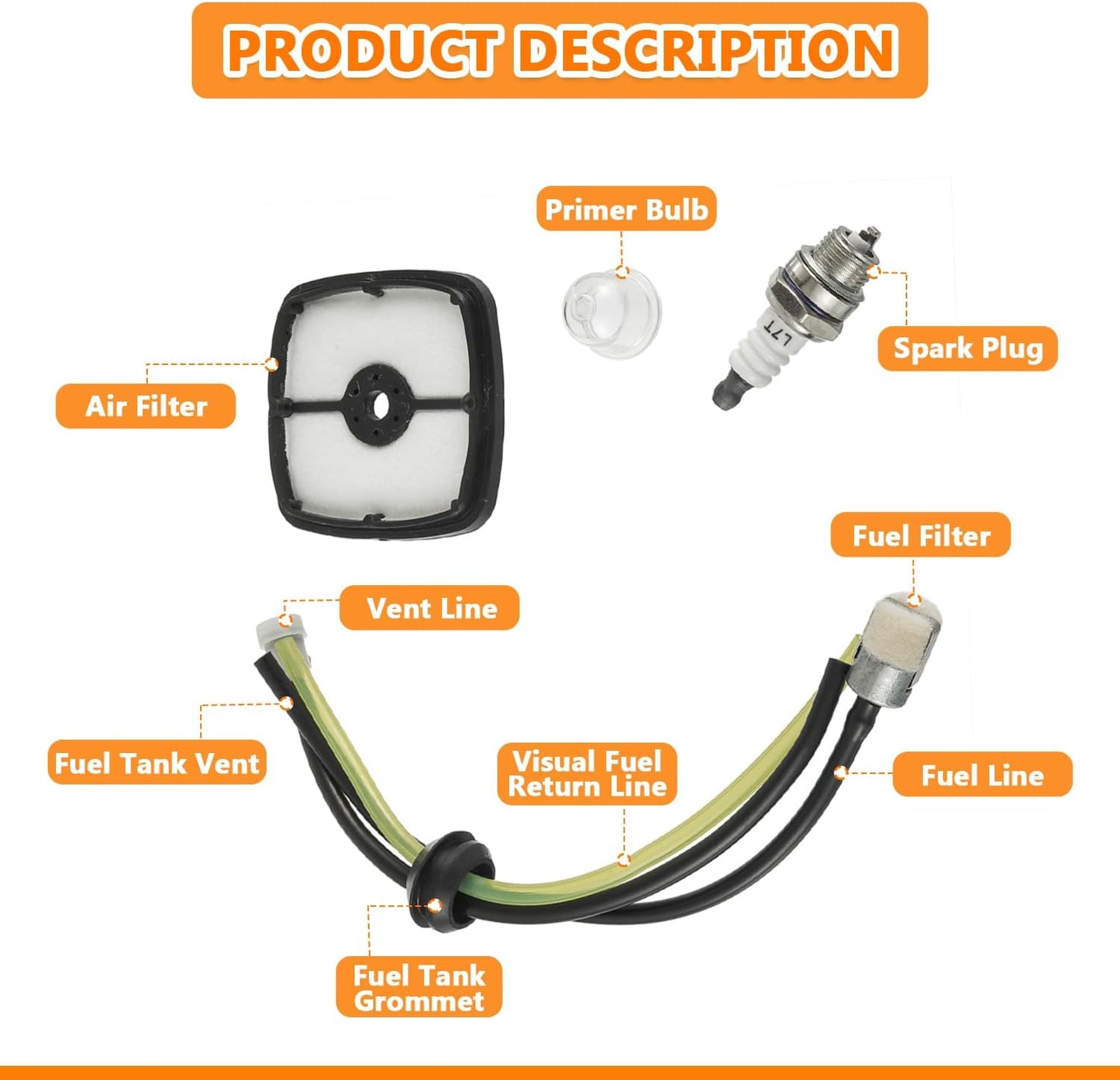 Kit afinación filtro aire combustible ojales tanque Echo SRM-225