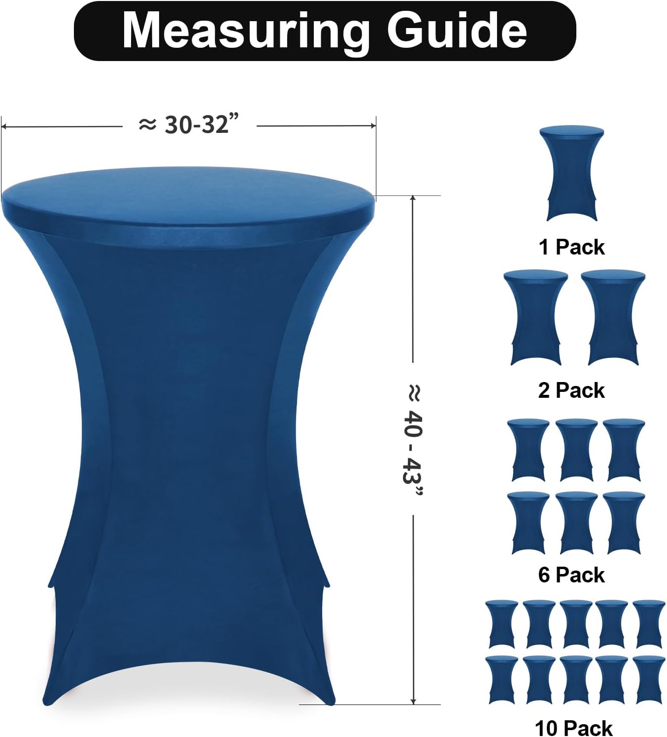2 Cubremesas Spandex Azul para Mesa Alta 30" Fiesta Dj Bar
