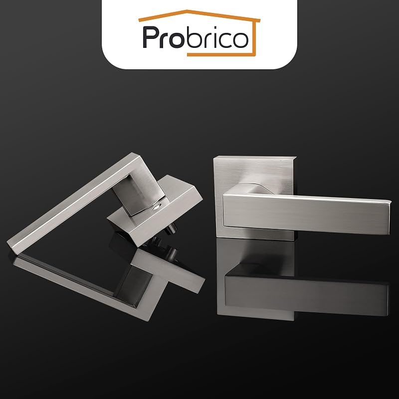 Set 10 manijas puerta níquel satinado sin llave interiores