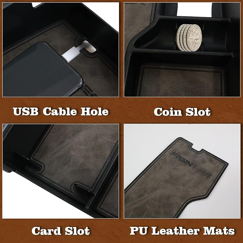 Organiz. consola central Frontier cuero gris