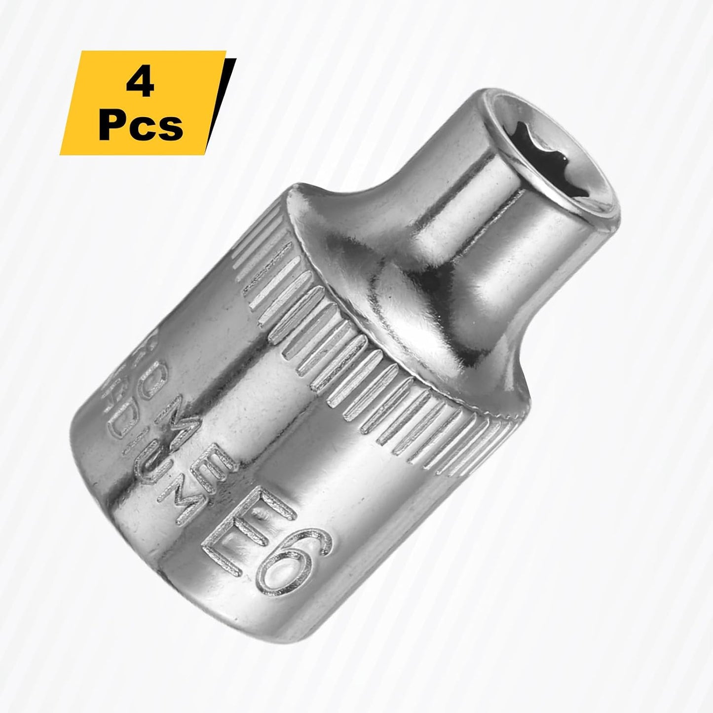 4 Pzas E-Torx 3/8" E6 Socket Star Bit para Auto y Hogar