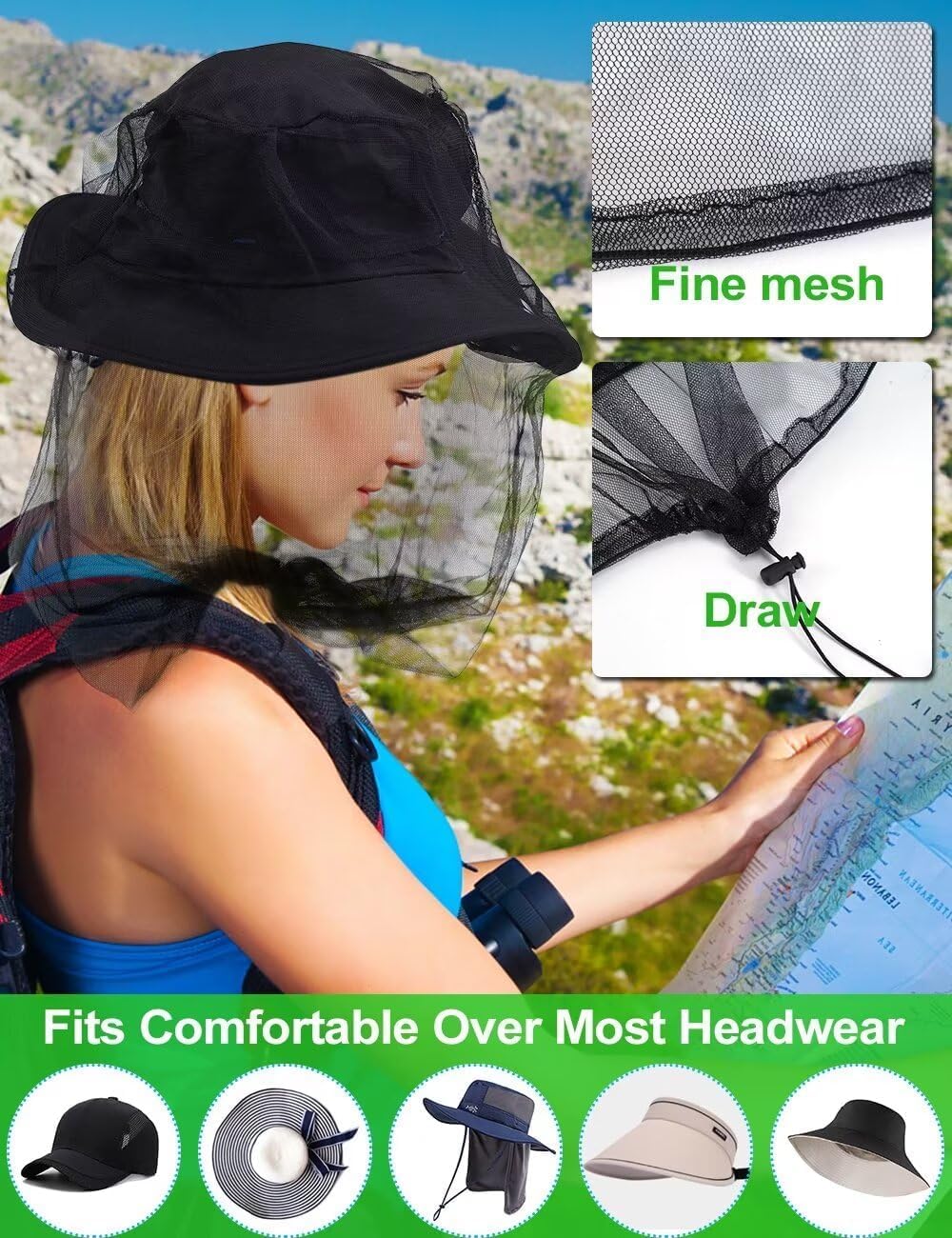 Red malla para mosquitos con cordón 2 pack caqui