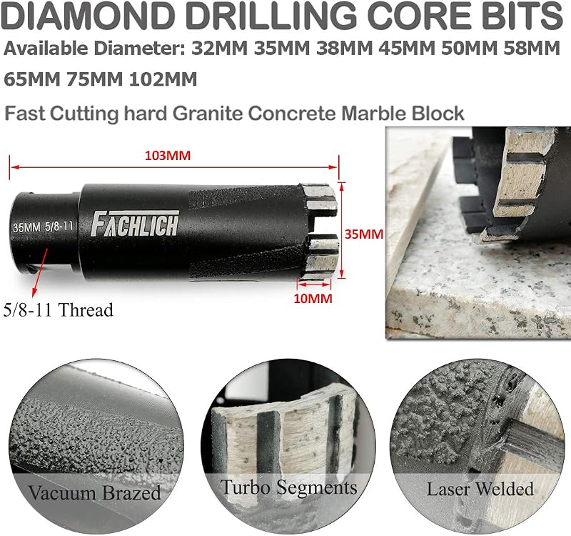 Broca diamante 1-3/4" sierra granito soldada vacío