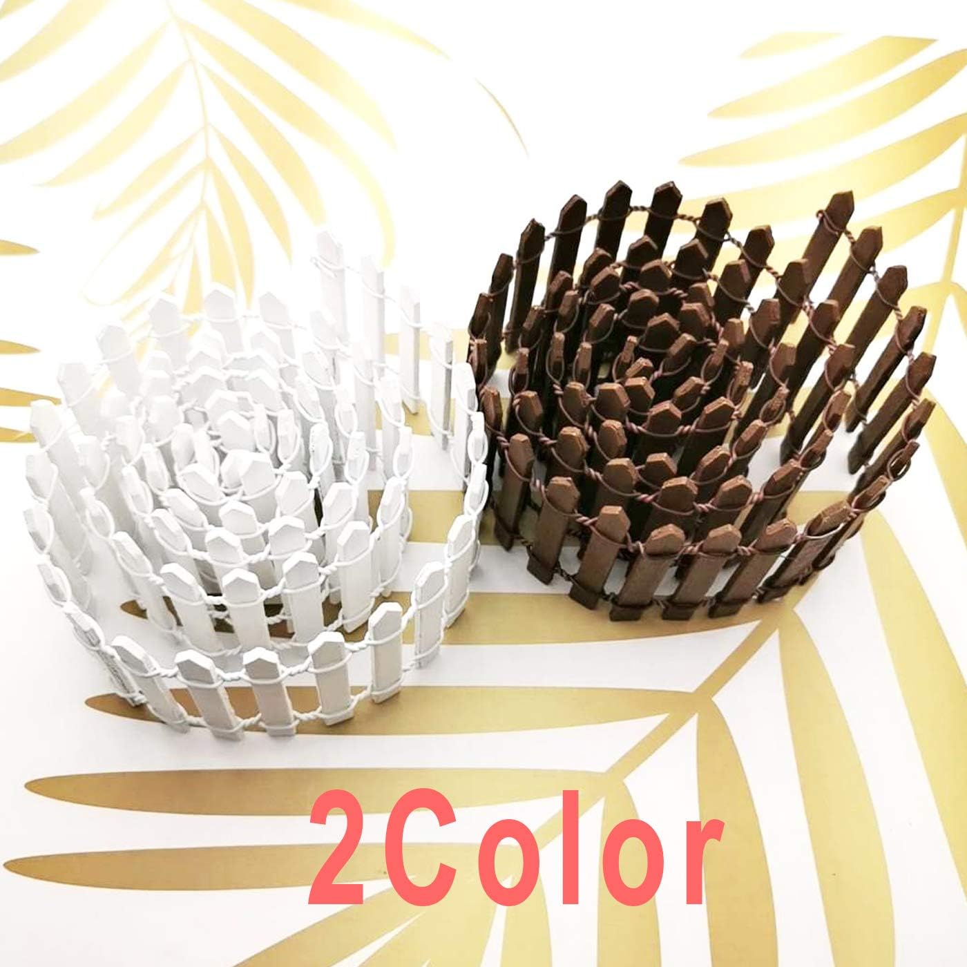 Valla decorativa de madera blanca para jardín en miniatura