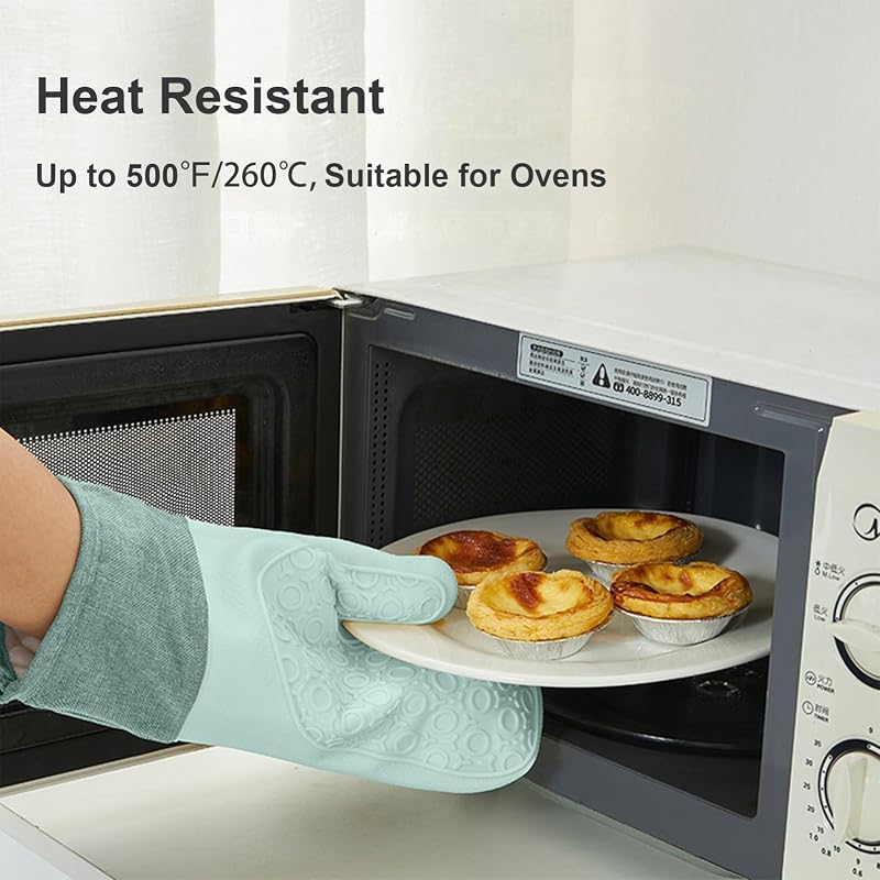 Guantes silicona cocina antideslizantes forro algodón grueso