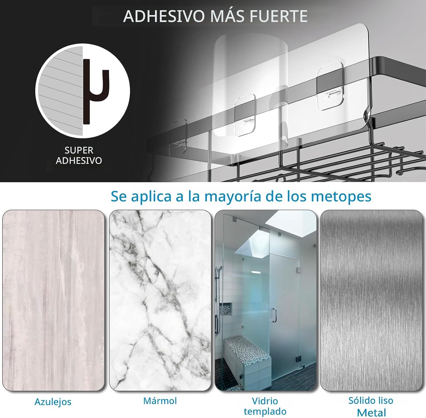 Estantes adhesivos baño cocina paquete 5