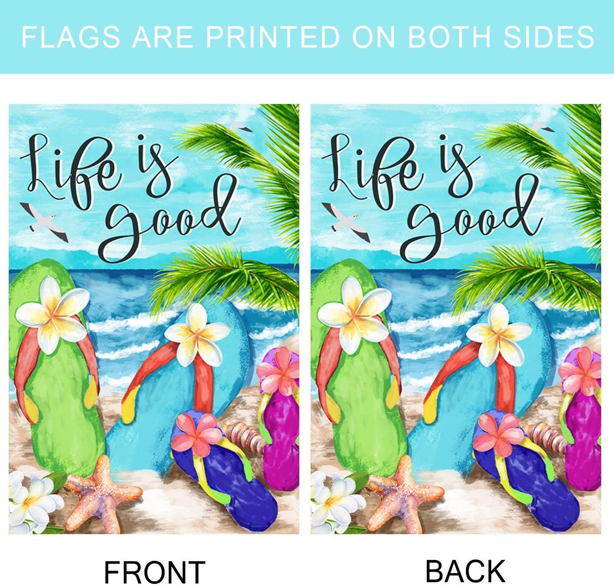Chanclas verano playa Life is good bandera 28x40"