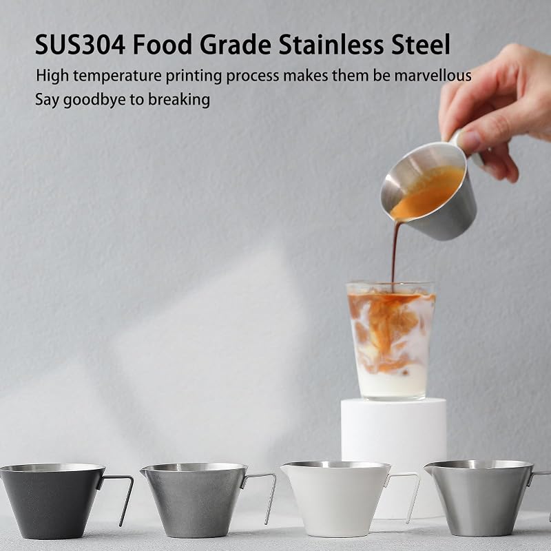 Taza medidora acero inox 2oz para café expreso y salsa