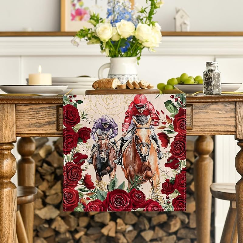 Camino mesa carreras caballos 13x90pulg decoración fiesta