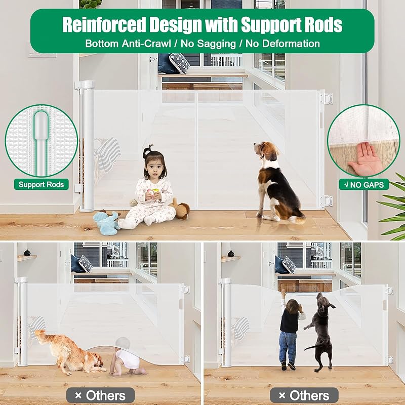 Puerta retráctil reforzada 50" para perros bebés