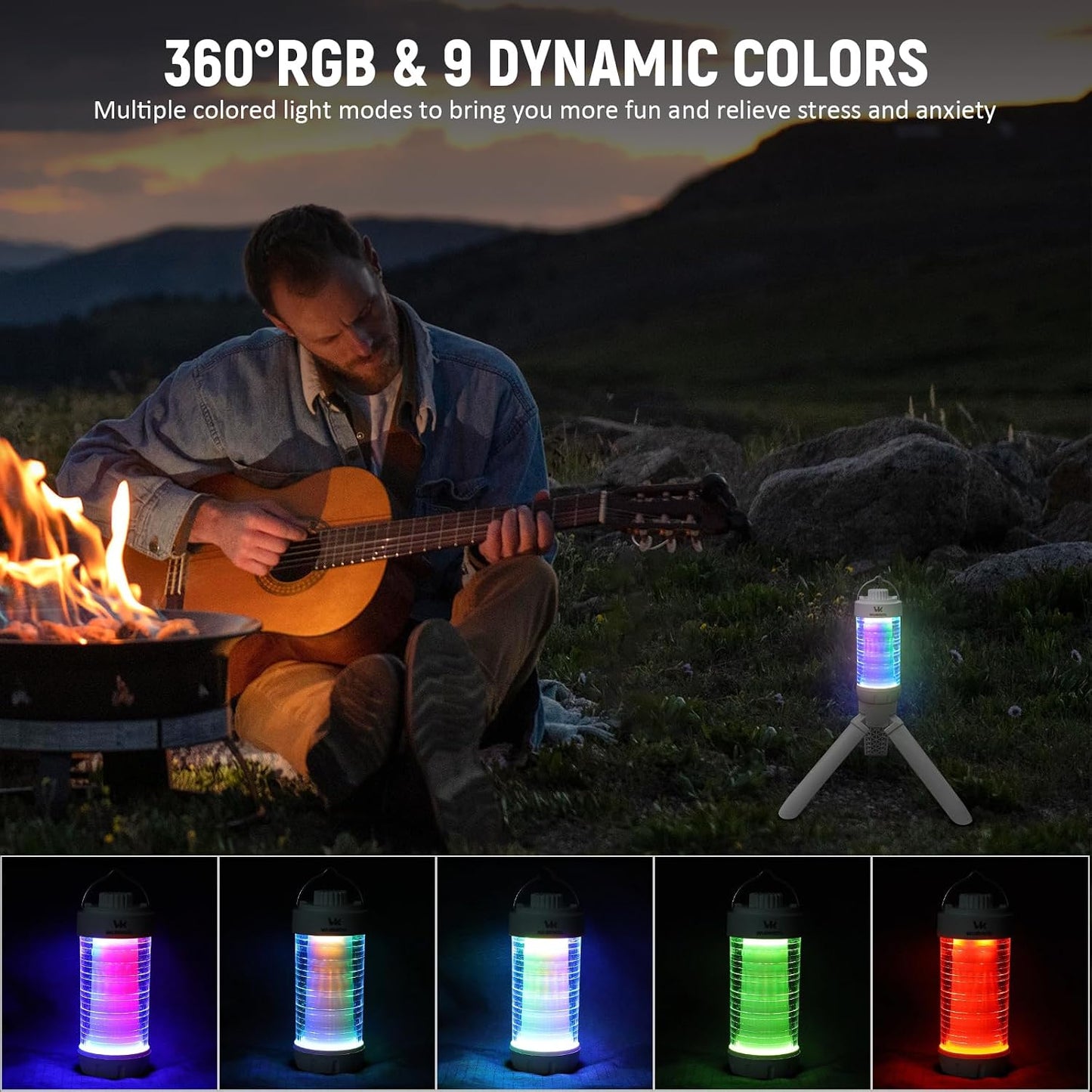 Linterna camping recargable 550LM luz RGB base magnética