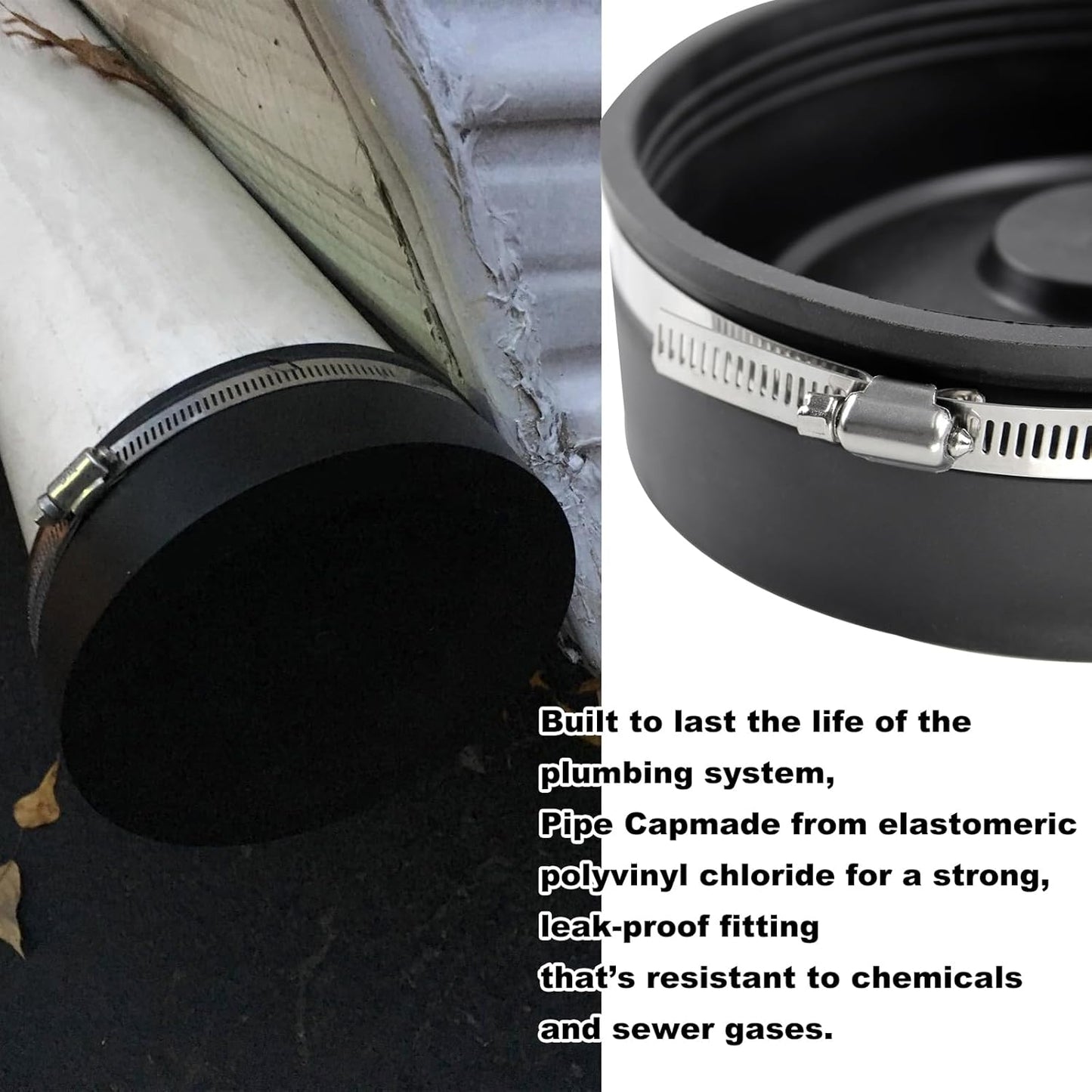 Tapa flexible PVC con abrazaderas acero inox negra