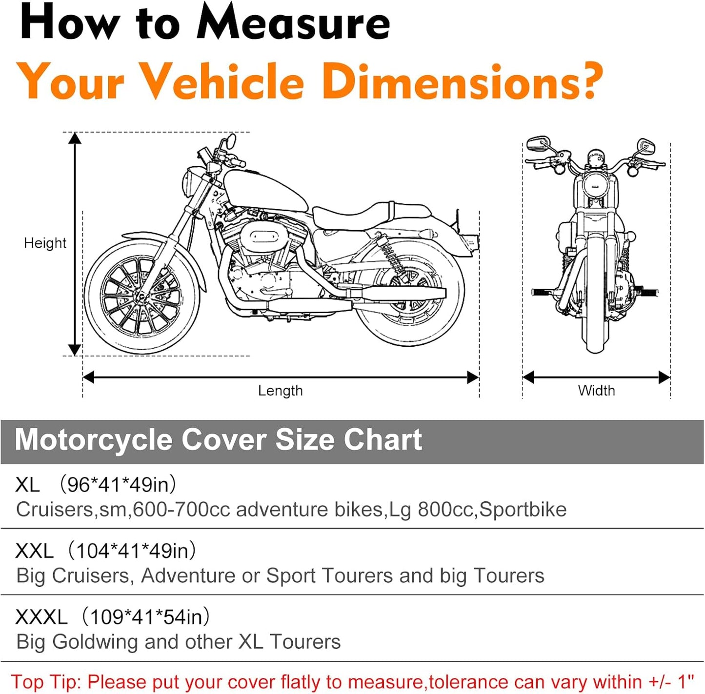 Funda interior moto XXL 104x41x49" para Gold Wing